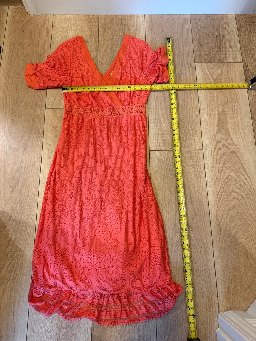 🌺❤️ Farm Rio for Anthropologie Lace Maxi Dress Surplice V-Neck Boho Size Small - Picture 8 of 8